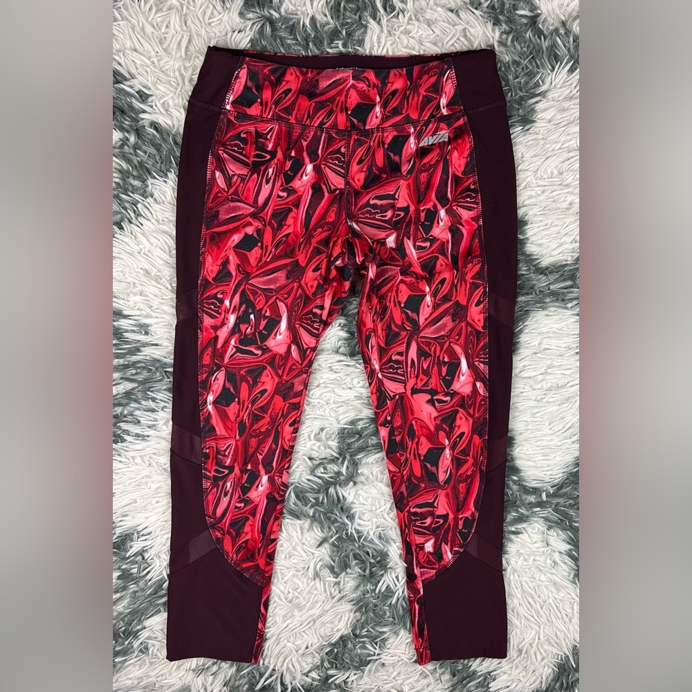 AVIA Women's Activewear Cropped Leggings Size XS Red Maroon
